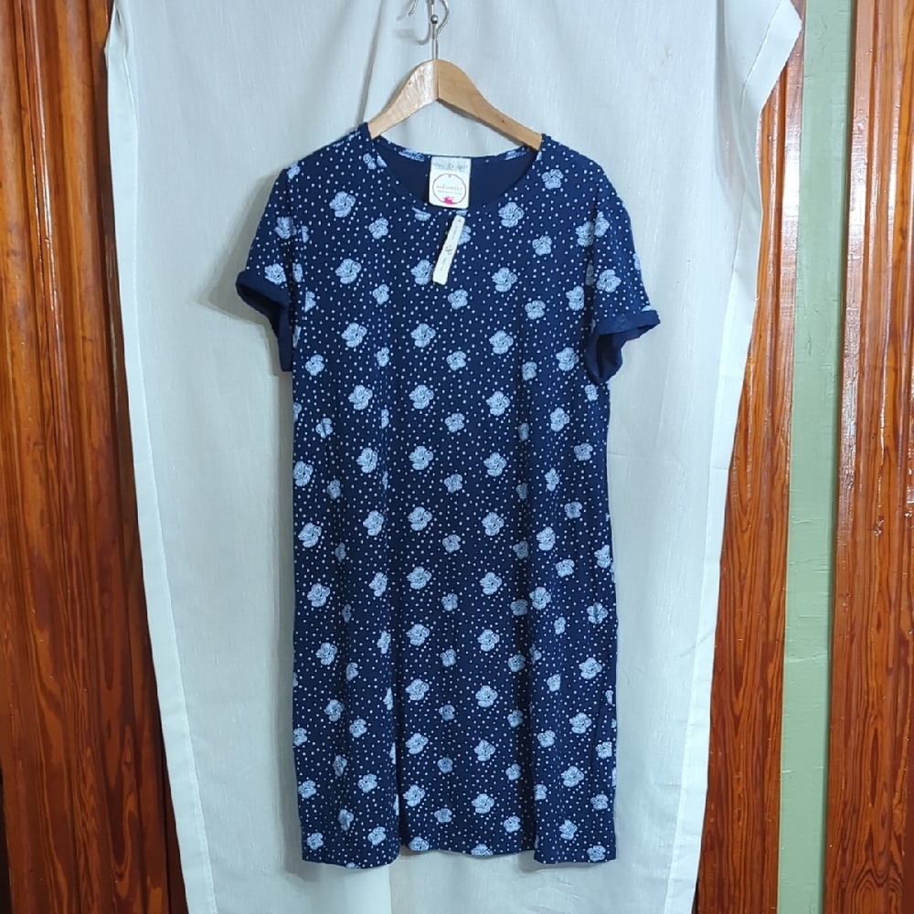 Elegant Navy Blue Floral Midi Dress